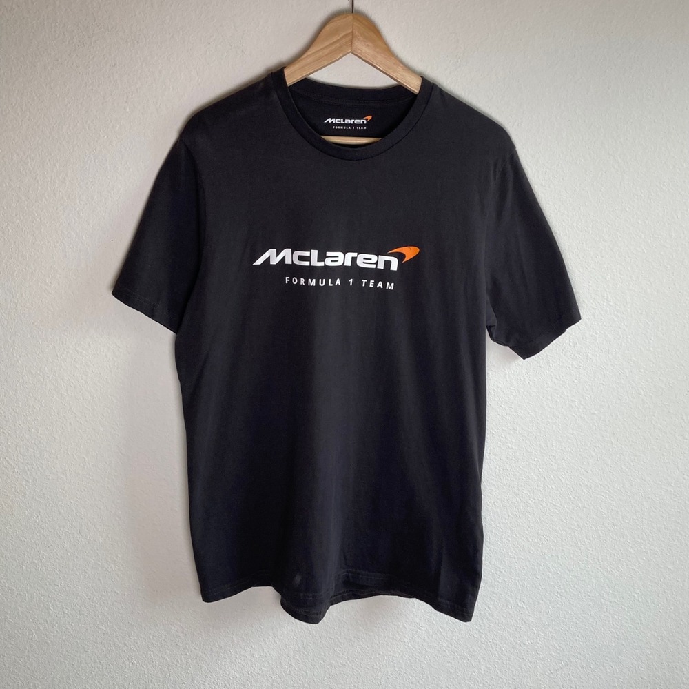 Castore T-Shirt Mens L Black McLaren Formula 1 Team Graphic Tee Cotton Racing